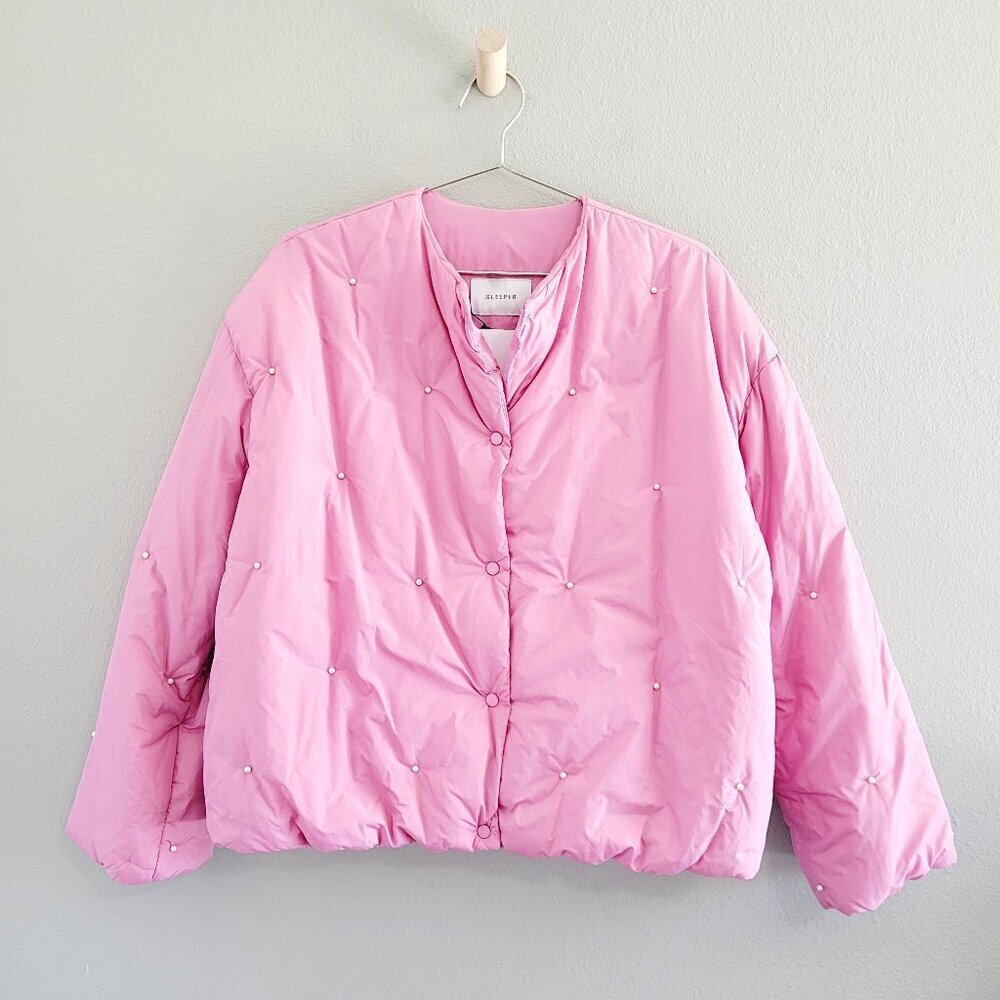Sleeper Bubblegum Pink Quilted Snap-Front Puffer